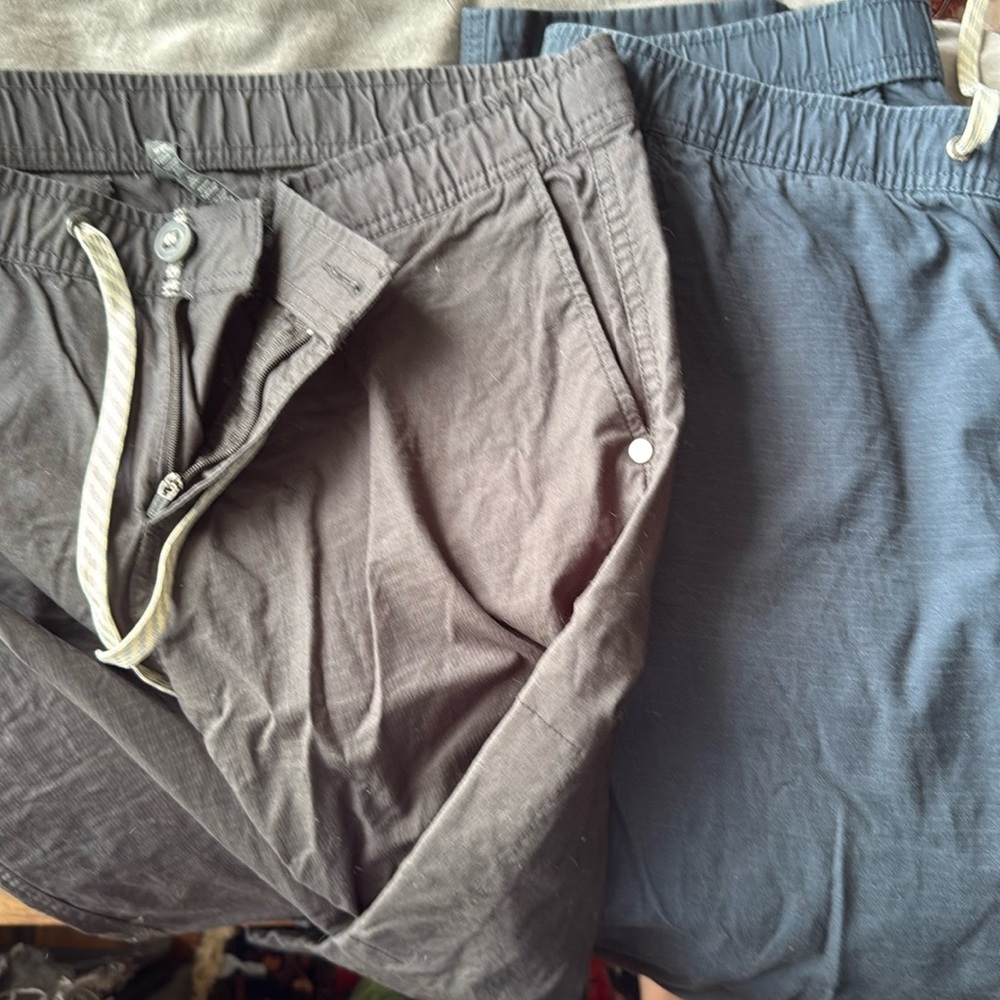 EUC Vuori pants. Gray was barely worn. Navy has mark shown in pic.
